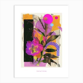 Evening Primrose 1 Neon Flower Collage Poster Art Print