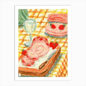 Strawberry Shortcake Roll Afternoon Art Print