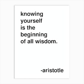 Knowing Yourself Aristotle Quote In White Art Print