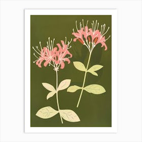 Pink & Green Honeysuckle 1 Art Print