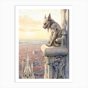 Gargoyle Watercolour In Milan 2 Art Print