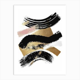 Black And Gold Brushstrokes 9 Art Print