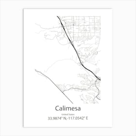 Calimesa,United States Minimalist Map Art Print