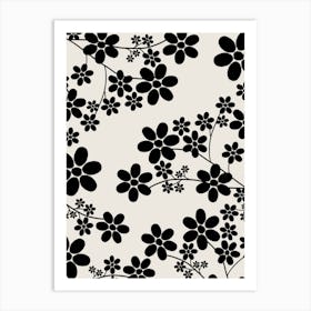 Cherry Blossom | 12 - Beige And Black Art Print