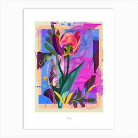 Tulip 1 Neon Flower Collage Poster Art Print