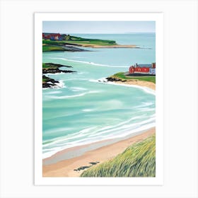 West Sands Beach, St Andrews, Scotland Contemporary Illustration 1  Art Print