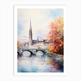 Bern Switzerland In Autumn Fall, Watercolour 2 Art Print