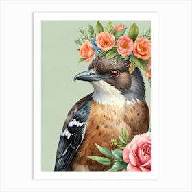 Bird With Flower Crown 1 Art Print