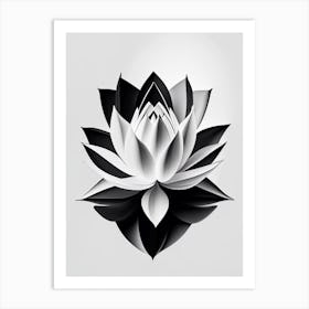 American Lotus Black And White Geometric 5 Art Print