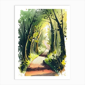 Watercolor Path In The Woods 2 Art Print