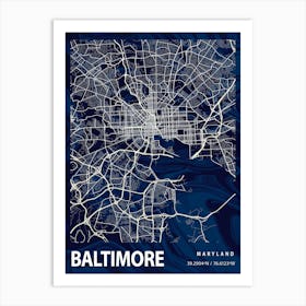 Baltimore Crocus Marble Map Art Print