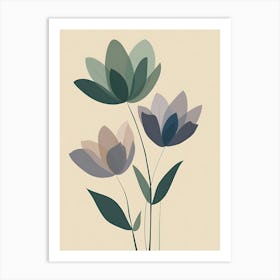 Flowers On A Beige Background 2 Art Print