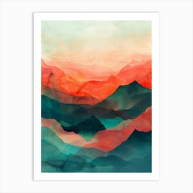 Abstract Watercolor Of Mountains Art Print