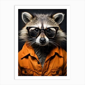 A Raccoon Wearing Glasses In The Style Of Jasper Johns 1 Art Print
