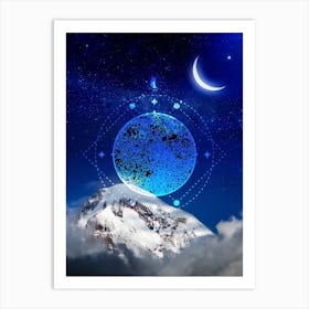 Moon And Stars In The Sky - Mystic Moon poster #4 Art Print