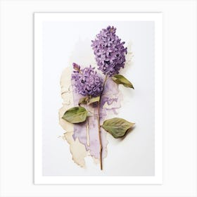 Pressed Wildflower Botanical Art Lilac 2 Art Print