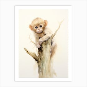 Monkey Painting Drawing Watercolour 4 Art Print