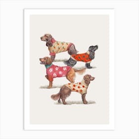 Spaniels In Sweaters Art Print