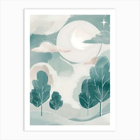 Moon And Trees Canvas Print Art Print