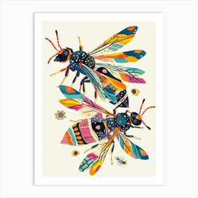 Colourful Insect Illustration Wasp 8 Art Print
