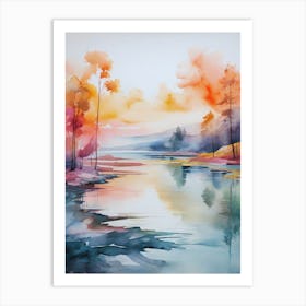 Watercolor Of A Lake 2 Art Print