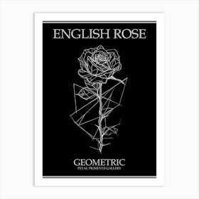 English Rose Geometric Line Drawing 4 Poster Inverted Art Print