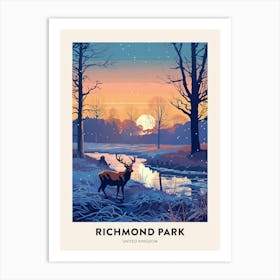 Winter Night  Travel Poster Richmond Park England 2 Art Print