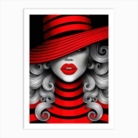 Woman In Red Hat Art Print