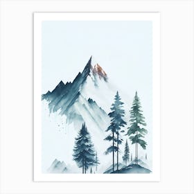 Mountain And Forest In Minimalist Watercolor Vertical Composition 282 Art Print