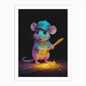 Mouse With A Bat Art Print