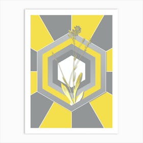 Vintage Gladiolus Junceus Botanical Geometric Art in Yellow and Gray n.247 Art Print