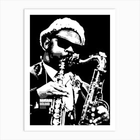 Rahsaan Roland Kirk American Jazz Multi-Instrumentalist in Grayscale 2 Art Print