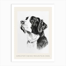 Greater Swiss Mountain Dog Line Sketch 4 Poster Art Print