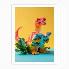 Toy Dinosaur Reading A Book Art Print