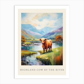 Highland Cow By The River Poster Art Print