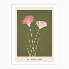 Pink & Green Fountain Grass 2 Flower Poster Art Print