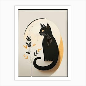 black cat mininalist portrait 20 Art Print