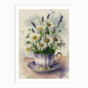Daisies In A Teacup Art Print