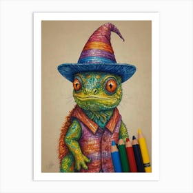 Lizard In A Hat Art Print