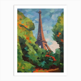 Eiffel Tower Paris France David Hockney Style 5 Art Print