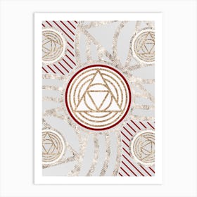 Geometric Glyph Abstract in Festive Gold Silver and Red n.0080 Art Print
