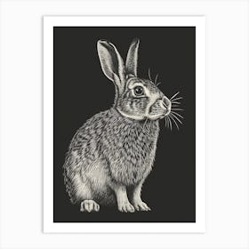 Dutch Blockprint Rabbit Illustration 3 Art Print