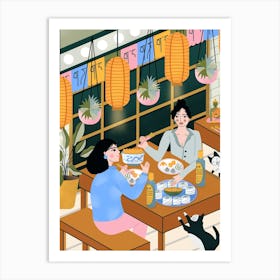 Friends Enjoying Meal Together Art Print