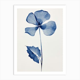 Blue Botanical Flamingo Flower 1 Art Print