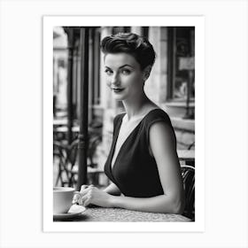 Beautiful Woman In Black And White Art Print