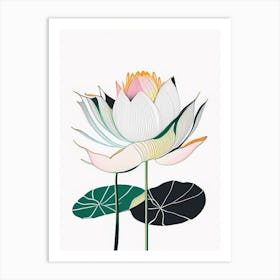 American Lotus Abstract Line Drawing 5 Art Print