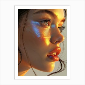 Girl With Glowing Eyes Art Print