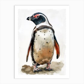 Humboldt Penguin Ross Island Watercolour Painting 3 Art Print