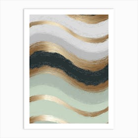 Gold Wavy Stripes Art Print