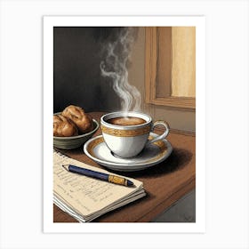 Coffee And Notepad Art Print